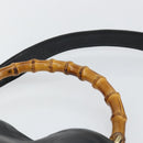 GUCCI Bamboo Hand Bag Leather 2way Black Gold 001 2123 1638 Auth 145812-8