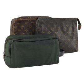 LOUIS VUITTON Monogram Taiga Pouch Clutch Bag 3Set LV Auth 145817