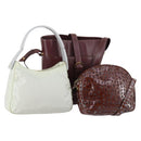 Ferragamo Cartier PRADA hand Bag Nylon Leather 3Set Brown gray Auth 145818-1