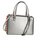 LOEWE Anagram Hand Bag Leather 2way Silver Auth 145842SM-1
