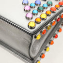 LOEWE Anagram Hand Bag Leather 2way Silver Auth 145842SM-19