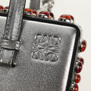 LOEWE Anagram Hand Bag Leather 2way Silver Auth 145842SM-20