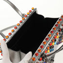 LOEWE Anagram Hand Bag Leather 2way Silver Auth 145842SM-22