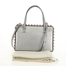 LOEWE Anagram Hand Bag Leather 2way Silver Auth 145842SM-12