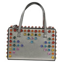 LOEWE Anagram Hand Bag Leather 2way Silver Auth 145842SM-2