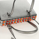 LOEWE Anagram Hand Bag Leather 2way Silver Auth 145842SM-6
