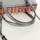 LOEWE Anagram Hand Bag Leather 2way Silver Auth 145842SM-7