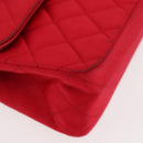 CHANEL Matelasse 25 Double Flap Chain Shoulder Bag Satin Red Gold CC Auth 145843-15