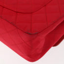 CHANEL Matelasse 25 Double Flap Chain Shoulder Bag Satin Red Gold CC Auth 145843-18