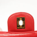 CHANEL Matelasse 25 Double Flap Chain Shoulder Bag Satin Red Gold CC Auth 145843-22