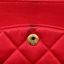 CHANEL Matelasse 25 Double Flap Chain Shoulder Bag Satin Red Gold CC Auth 145843-10