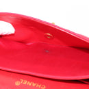 CHANEL Matelasse 25 Double Flap Chain Shoulder Bag Satin Red Gold CC Auth 145843-28