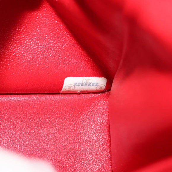 CHANEL Matelasse 25 Double Flap Chain Shoulder Bag Satin Red Gold CC Auth 145843