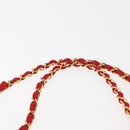 CHANEL Matelasse 25 Double Flap Chain Shoulder Bag Satin Red Gold CC Auth 145843-14