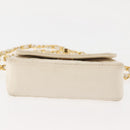 CHANEL Chain Mini Shoulder Bag Lamb Skin White Gold CC Auth 145844-6