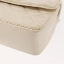 CHANEL Chain Mini Shoulder Bag Lamb Skin White Gold CC Auth 145844-16