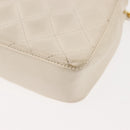CHANEL Chain Mini Shoulder Bag Lamb Skin White Gold CC Auth 145844-9