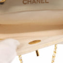 CHANEL Chain Mini Shoulder Bag Lamb Skin White Gold CC Auth 145844-11