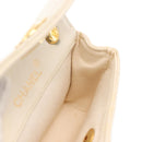 CHANEL Chain Mini Shoulder Bag Lamb Skin White Gold CC Auth 145844-21