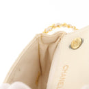CHANEL Chain Mini Shoulder Bag Lamb Skin White Gold CC Auth 145844-22