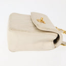 CHANEL Chain Mini Shoulder Bag Lamb Skin White Gold CC Auth 145844-4
