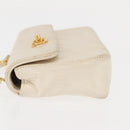 CHANEL Chain Mini Shoulder Bag Lamb Skin White Gold CC Auth 145844-5