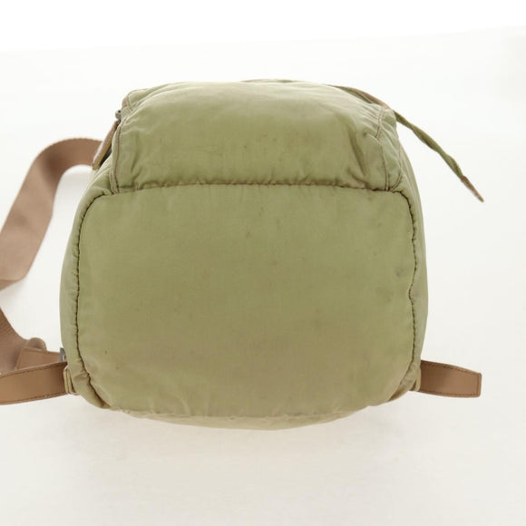 PRADA Backpack Nylon Beige Silver Auth 145849