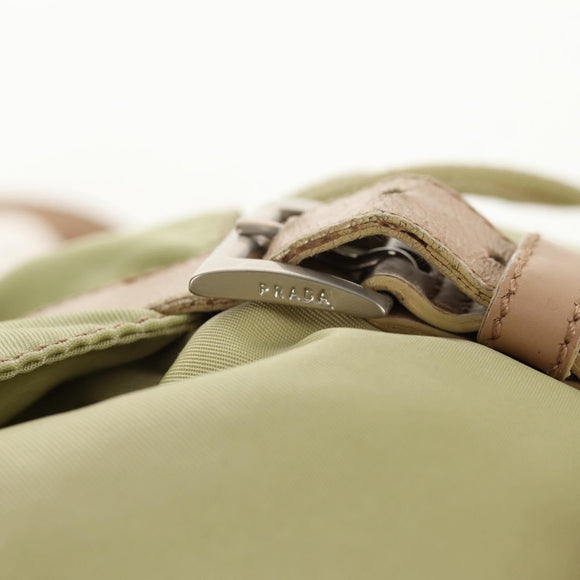 PRADA Backpack Nylon Beige Silver Auth 145849