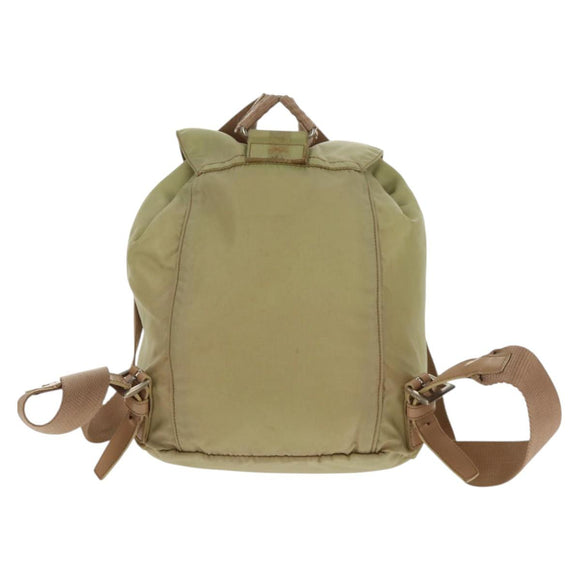 PRADA Backpack Nylon Beige Silver Auth 145849