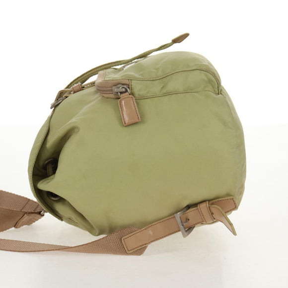 PRADA Backpack Nylon Beige Silver Auth 145849