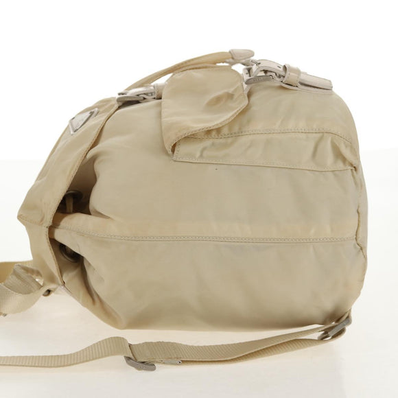 PRADA Backpack Nylon White Silver Auth 145850