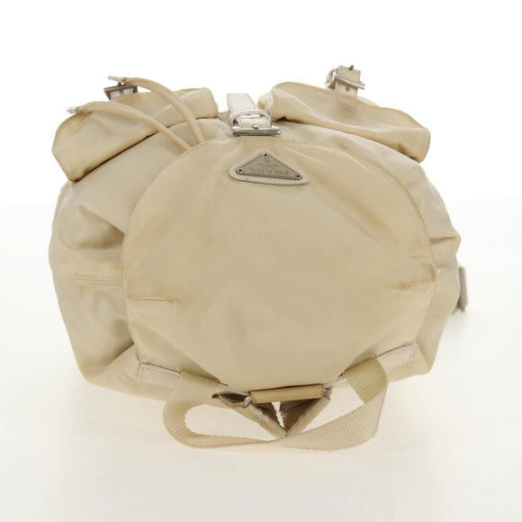 PRADA Backpack Nylon White Silver Auth 145850