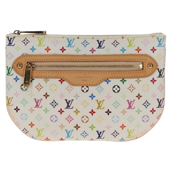 LOUIS VUITTON Monogram Multicolor Pochette GM Pouch White M60027 Auth 145858A