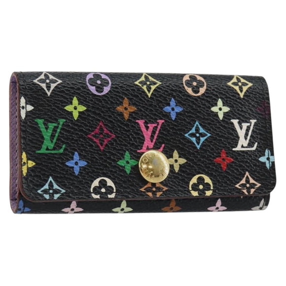 LOUIS VUITTON Monogram Multicolor Multicles 4 Key Case Black M93732 Auth 145870