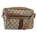 GUCCI GG Supreme Web Sherry Line Bag PVC Beige Gold 56 02 004 Auth 145876-1