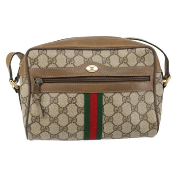 GUCCI GG Supreme Web Sherry Line Bag PVC Beige Gold 56 02 004 Auth 145876 - 0