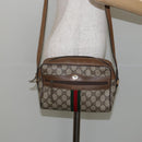 GUCCI GG Supreme Web Sherry Line Bag PVC Beige Gold 56 02 004 Auth 145876-23