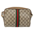 GUCCI GG Supreme Web Sherry Line Bag PVC Beige Gold 56 02 004 Auth 145876-3