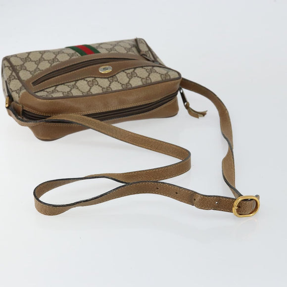 GUCCI GG Supreme Web Sherry Line Bag PVC Beige Gold 56 02 004 Auth 145876