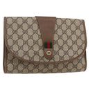 GUCCI GG Supreme Web Sherry Line Clutch Bag PVC Beige Red 89 01 030 Auth 145877-1