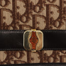 Christian Dior Trotter Canvas Chain Shoulder Bag Brown Gold Auth 145878-9