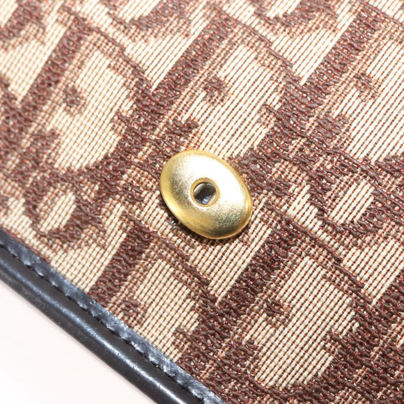 Christian Dior Trotter Canvas Chain Shoulder Bag Brown Gold Auth 145878