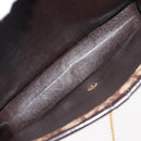 Christian Dior Trotter Canvas Chain Shoulder Bag Brown Gold Auth 145878-12