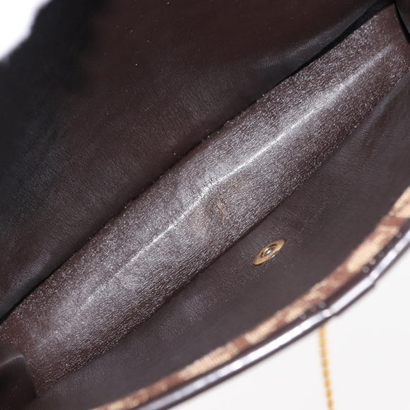 Christian Dior Trotter Canvas Chain Shoulder Bag Brown Gold Auth 145878