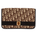 Christian Dior Trotter Canvas Chain Shoulder Bag Brown Gold Auth 145878-13