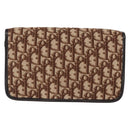 Christian Dior Trotter Canvas Chain Shoulder Bag Brown Gold Auth 145878-2