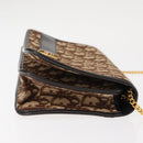 Christian Dior Trotter Canvas Chain Shoulder Bag Brown Gold Auth 145878-3