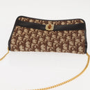 Christian Dior Trotter Canvas Chain Shoulder Bag Brown Gold Auth 145878-6