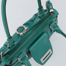 Salvatore Ferragamo Gancini Shoulder Bag Leather Green Silver Auth 145879-18