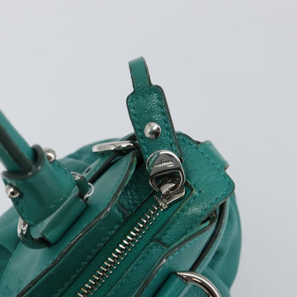 Salvatore Ferragamo Gancini Shoulder Bag Leather Green Silver Auth 145879
